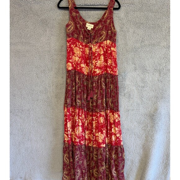 Ralph Lauren Dresses & Skirts - DENIM & SUPPLY Ralph Lauren Dress S Red Paisley Maxi Boho Tiered Cottage Floral